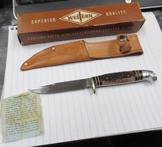 Very Rare Unused Western 648B Fixed Blade Knife & Box/Sheath/Paperwork Nice