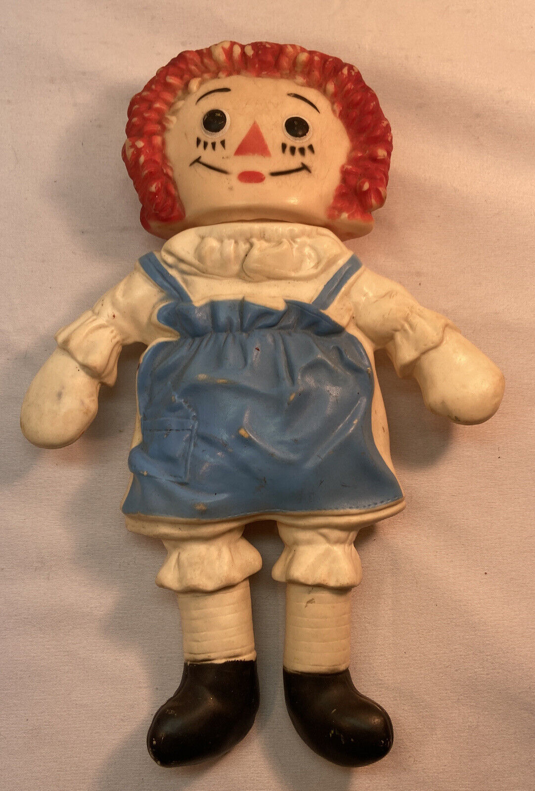 Vtg 1968 Mid-Century Bobbs Merrill Co Raggedy Ann Squeaky Rubber Toy Doll