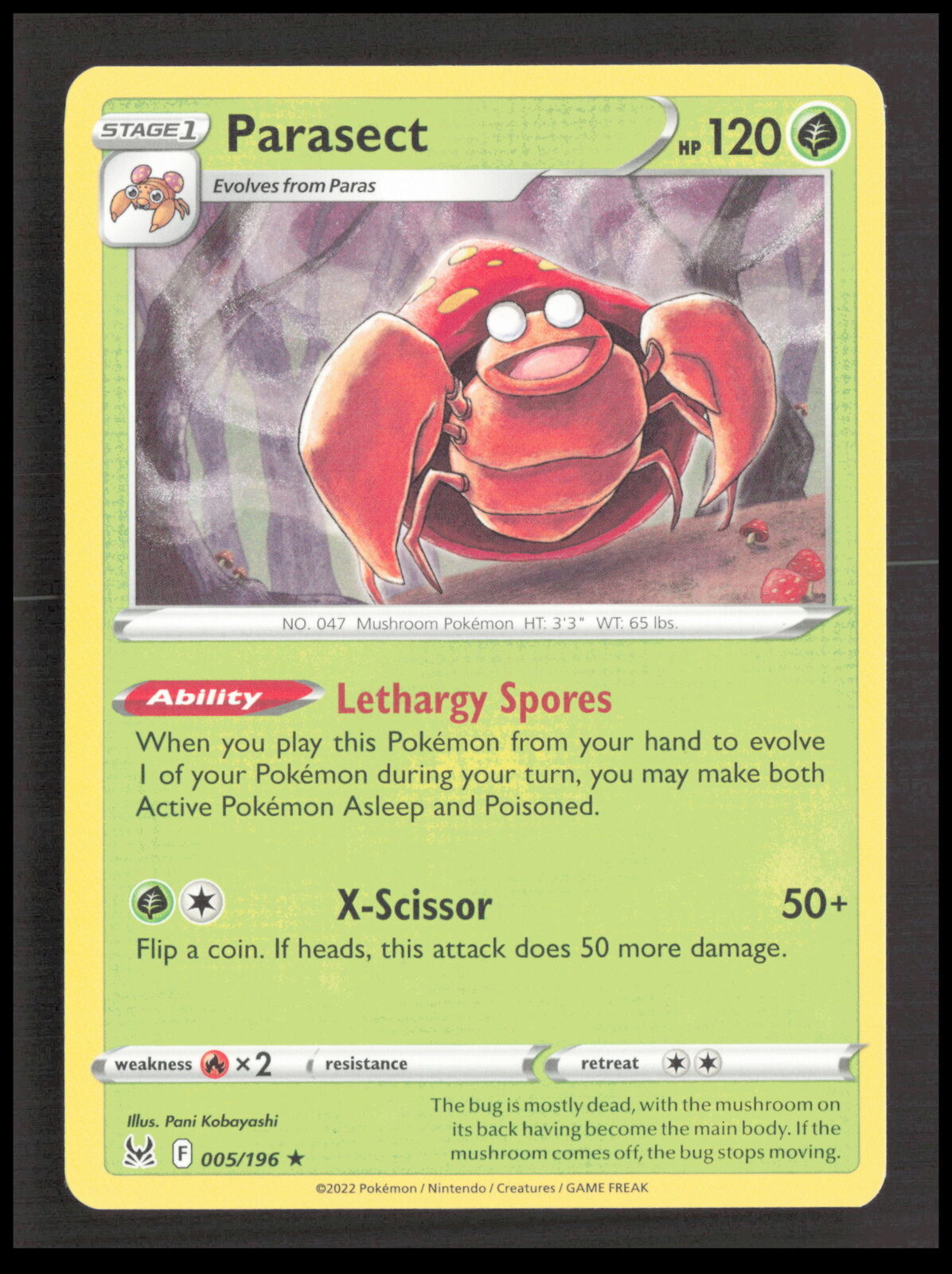 Parasect 005/196 Rare SWSH11: Lost Origin Pokemon tcg Card CB-1-2-C-25