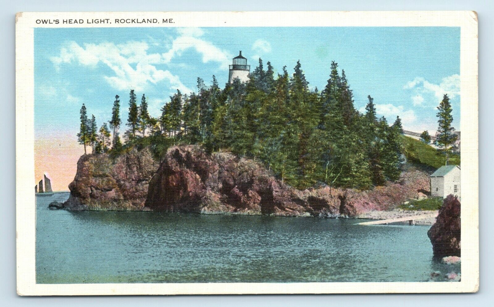 Postcard Owl's Head Light, Rockland ME 1940 R89