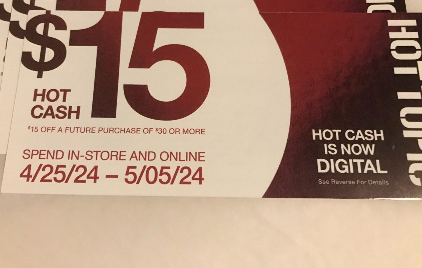 1 Hot Topic Hot Cash $15 off $30 coupon codes valid from 04/25/24 to 05/05/24