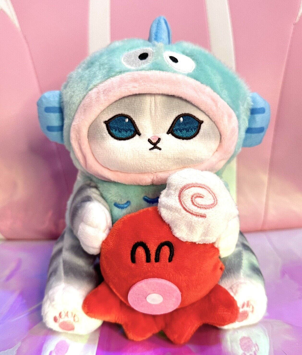 Mofusand x Sanrio Hangyodon Sitting Cat Stuffed Plush Doll 20 CM New With Tags