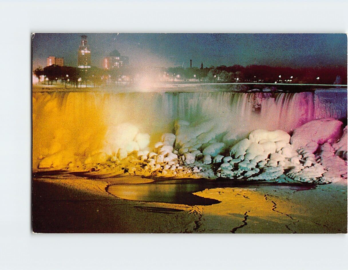 Postcard Illuminated American Falls Niagara Falls New York USA
