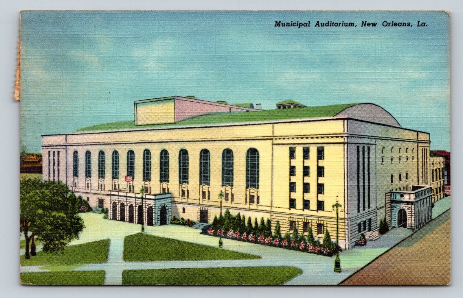 New Orleans Louisiana LA Municipal Auditorium VINTAGE c1941 WW2 Era Postcard 1c