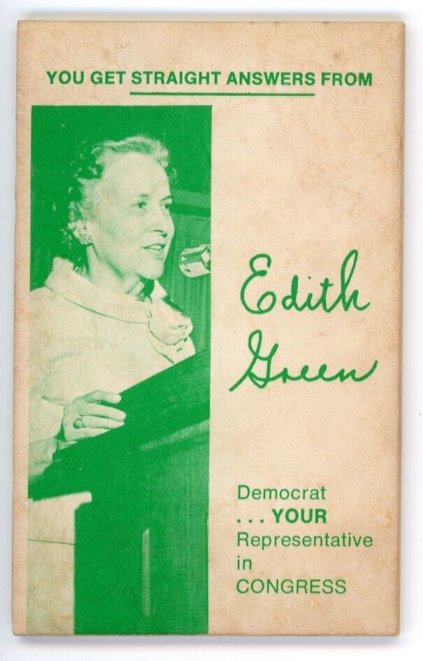 Rare Edith Green Political Campaign: Oregon OR 3rd House District - c 1962