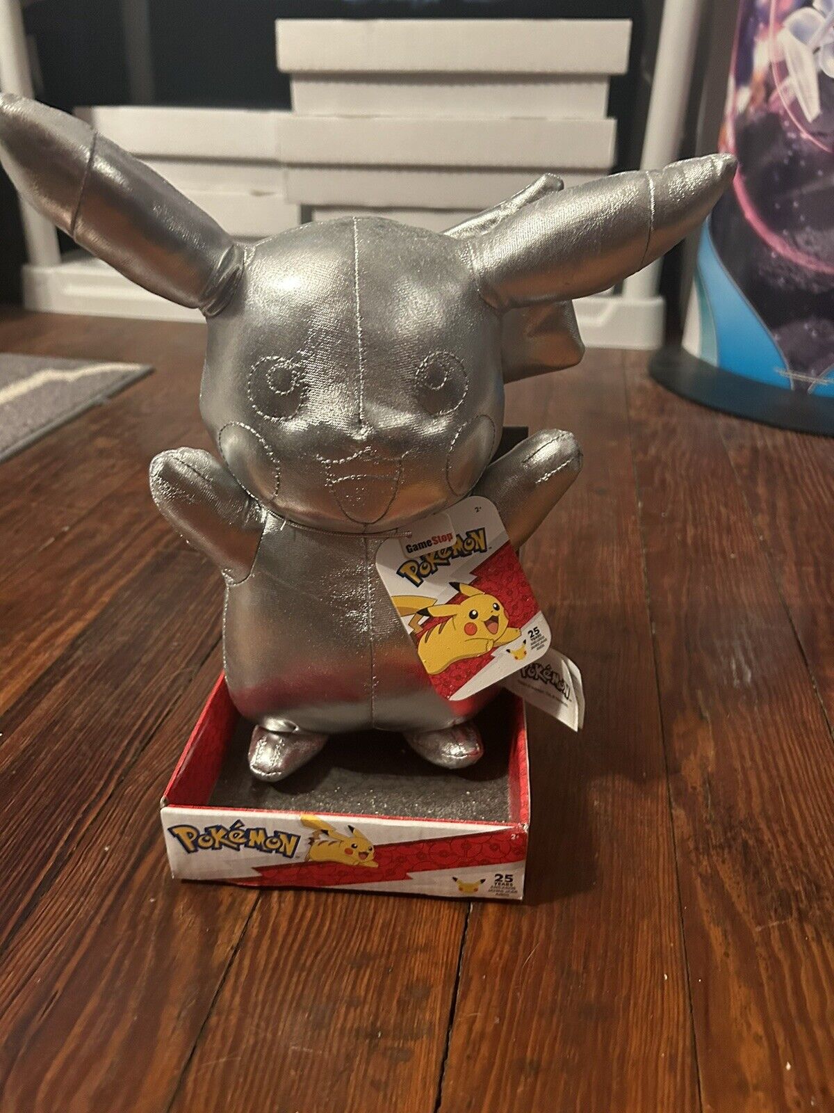 Pikachu 25th Anniversary Silver Plush Doll Gamestop New With Tags