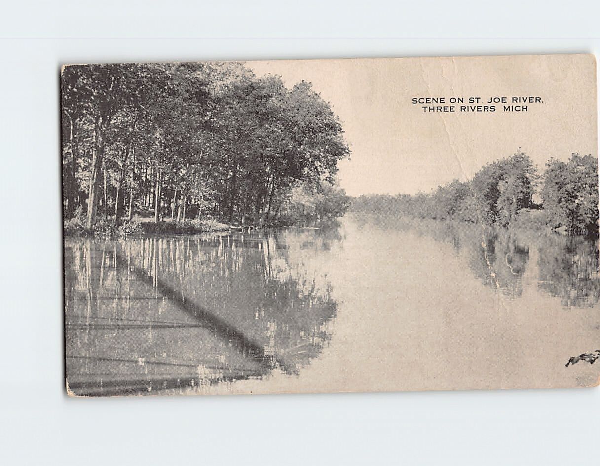 Postcard Scene on St. joe River Three Rivers Michigan USA