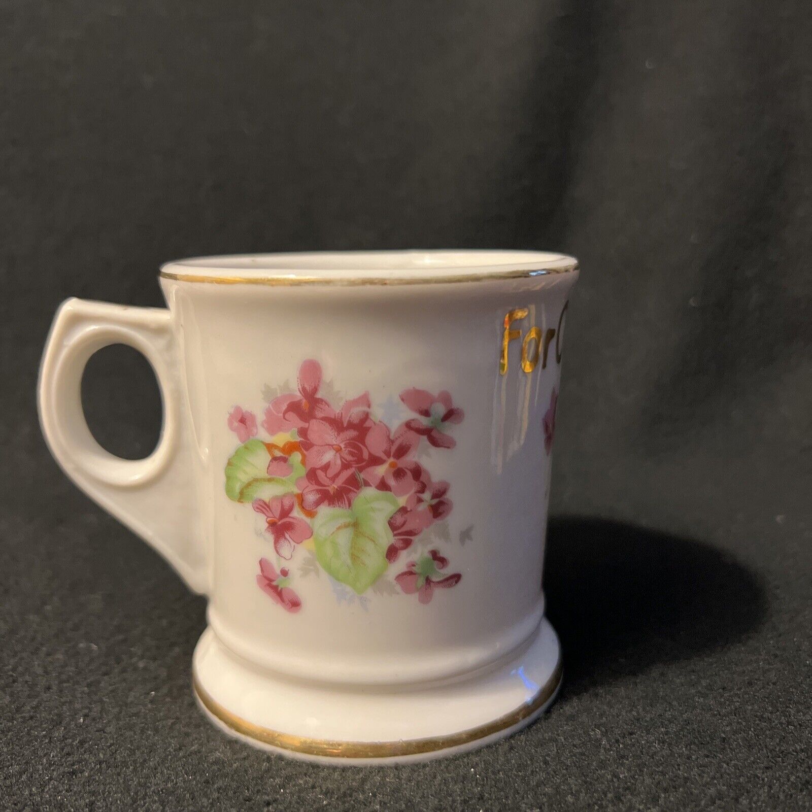 Vintage Celebrate For Our New Little Shaver Shaving Mug Cup Handle Floral