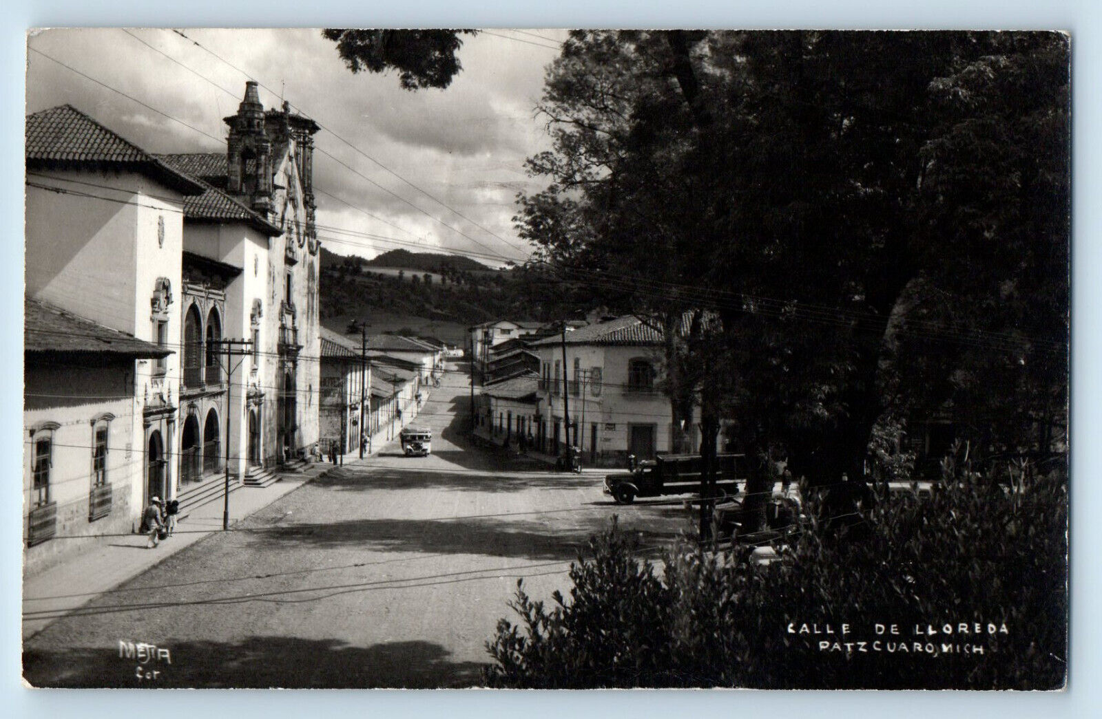 Pátzcuaro Michoacan Mexico Postcard Lloreda Street 1948 Posted RPPC Photo