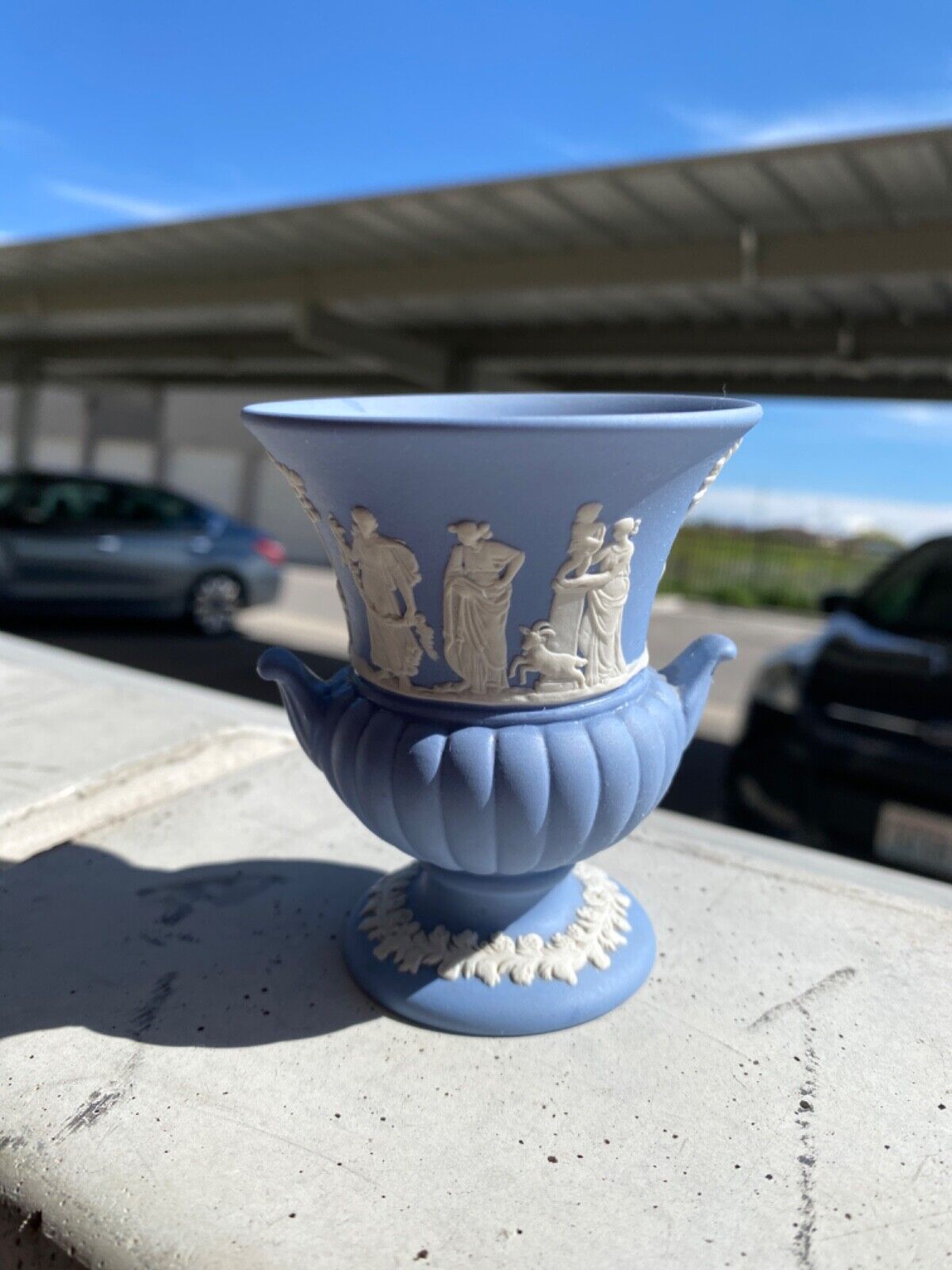 Wedgwood Pale Blue Jasperware, Miniature Vase ‘68 Used