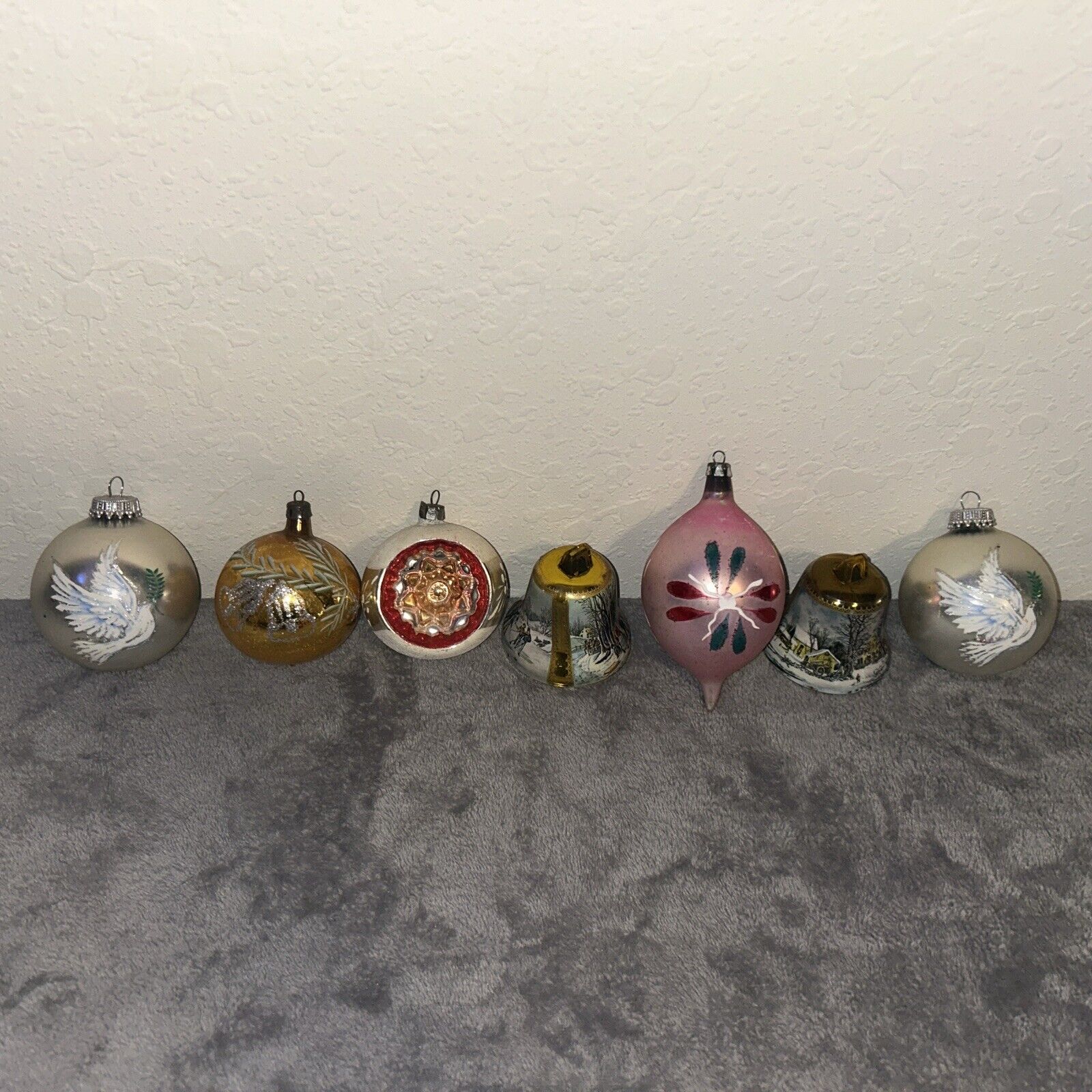Vintage Lot Of Christmas Ornaments Hand Painted Blown Glass And More
