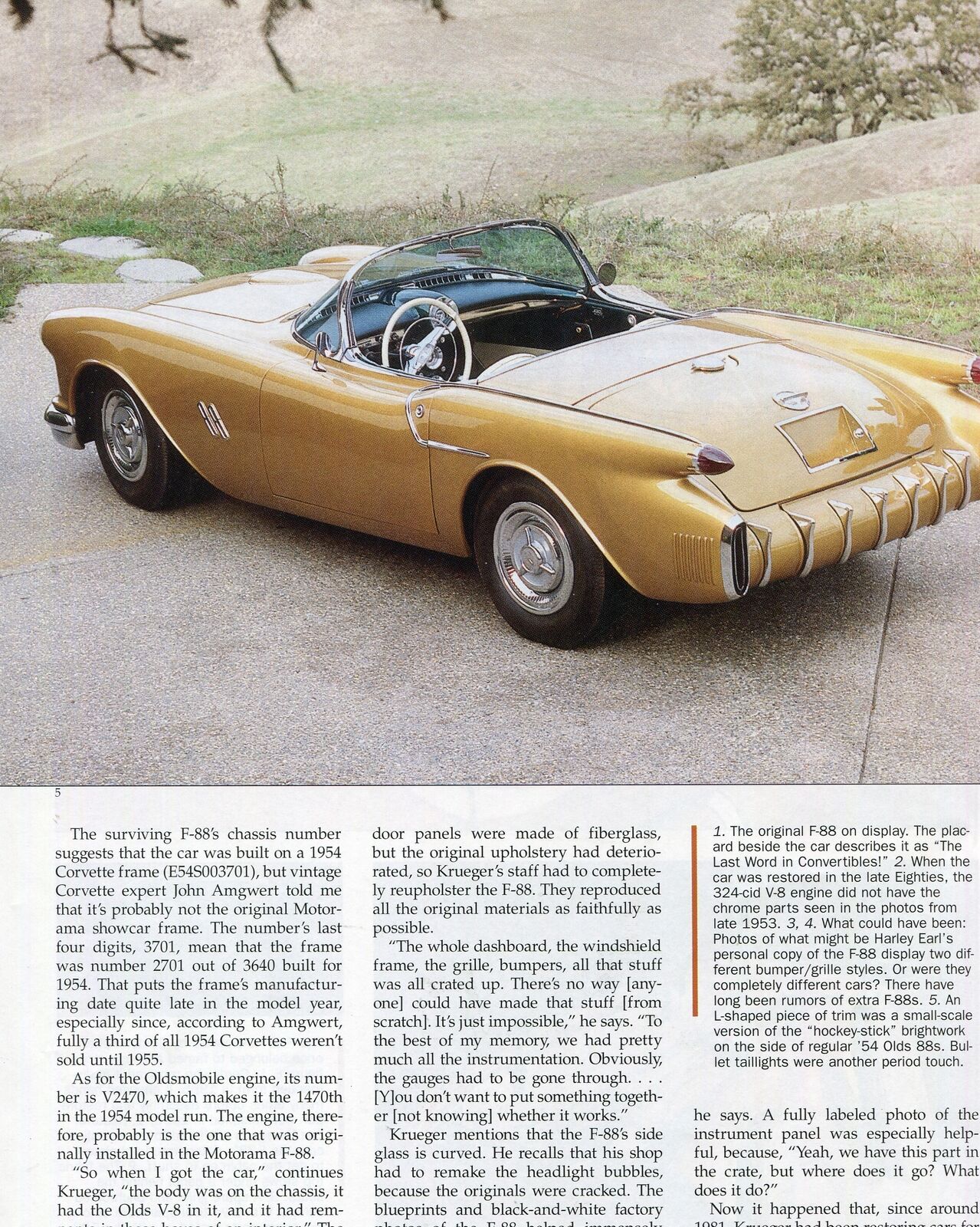 1954 OLDSMOBILE F-88 SHOW CAR 13 page Color Article