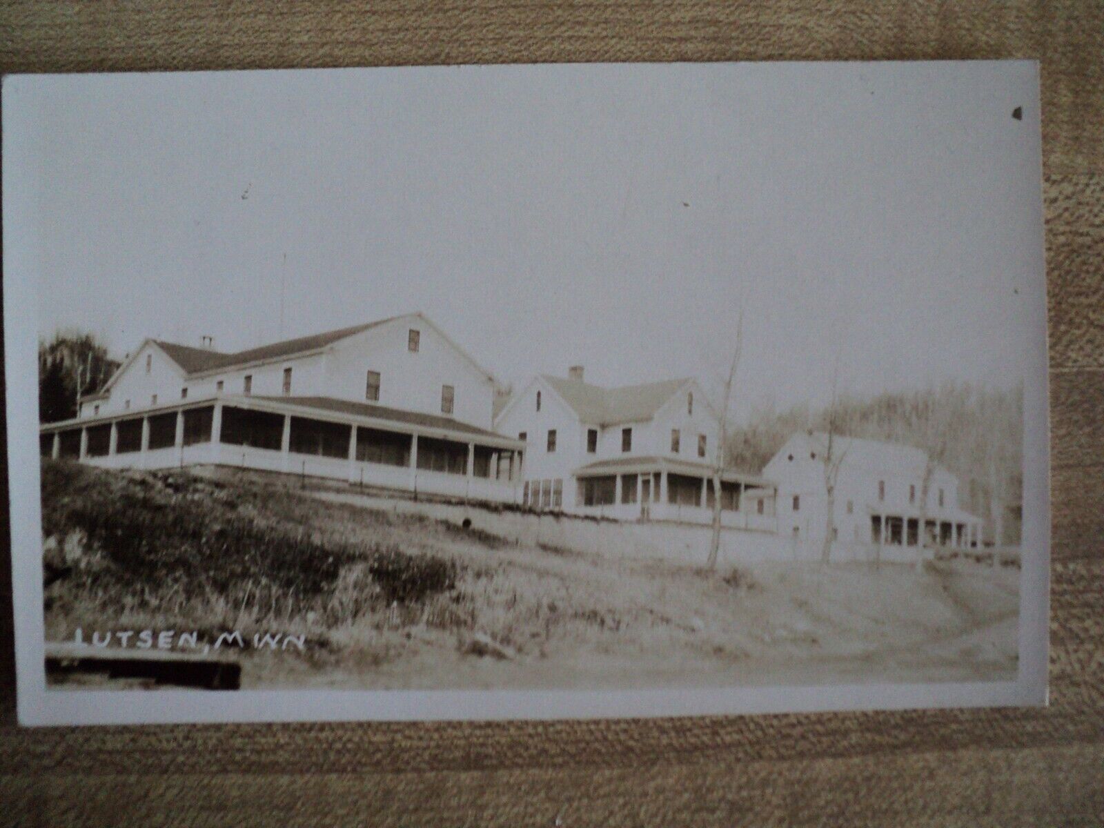 Lutsen MN Minnesota vintage  Large Houses or Resort on Lake? RPPC Postcard