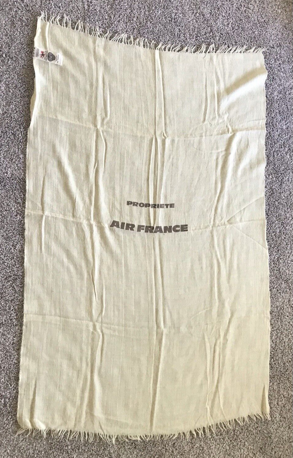Vintage 1970s Air France Inflight Pure Wool Cabin Blanket Throw Cream 56\