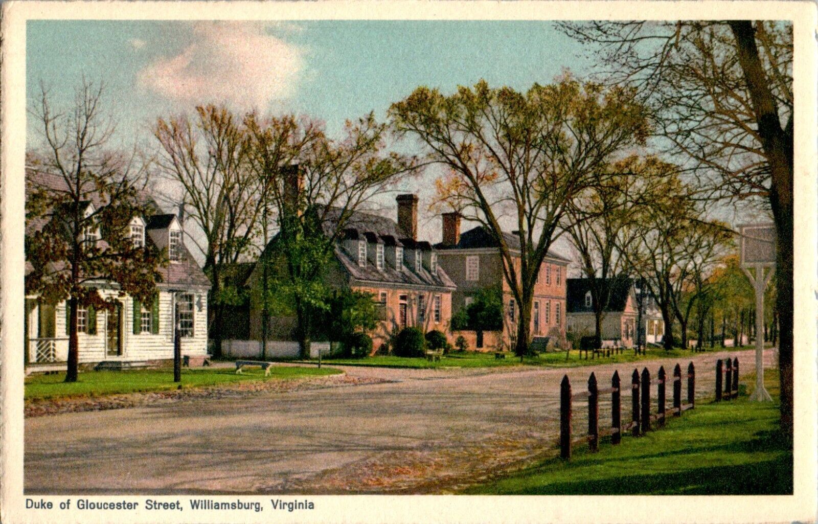 Duke of Gloucester Street, Williamsburg, Virginia VA Postcard