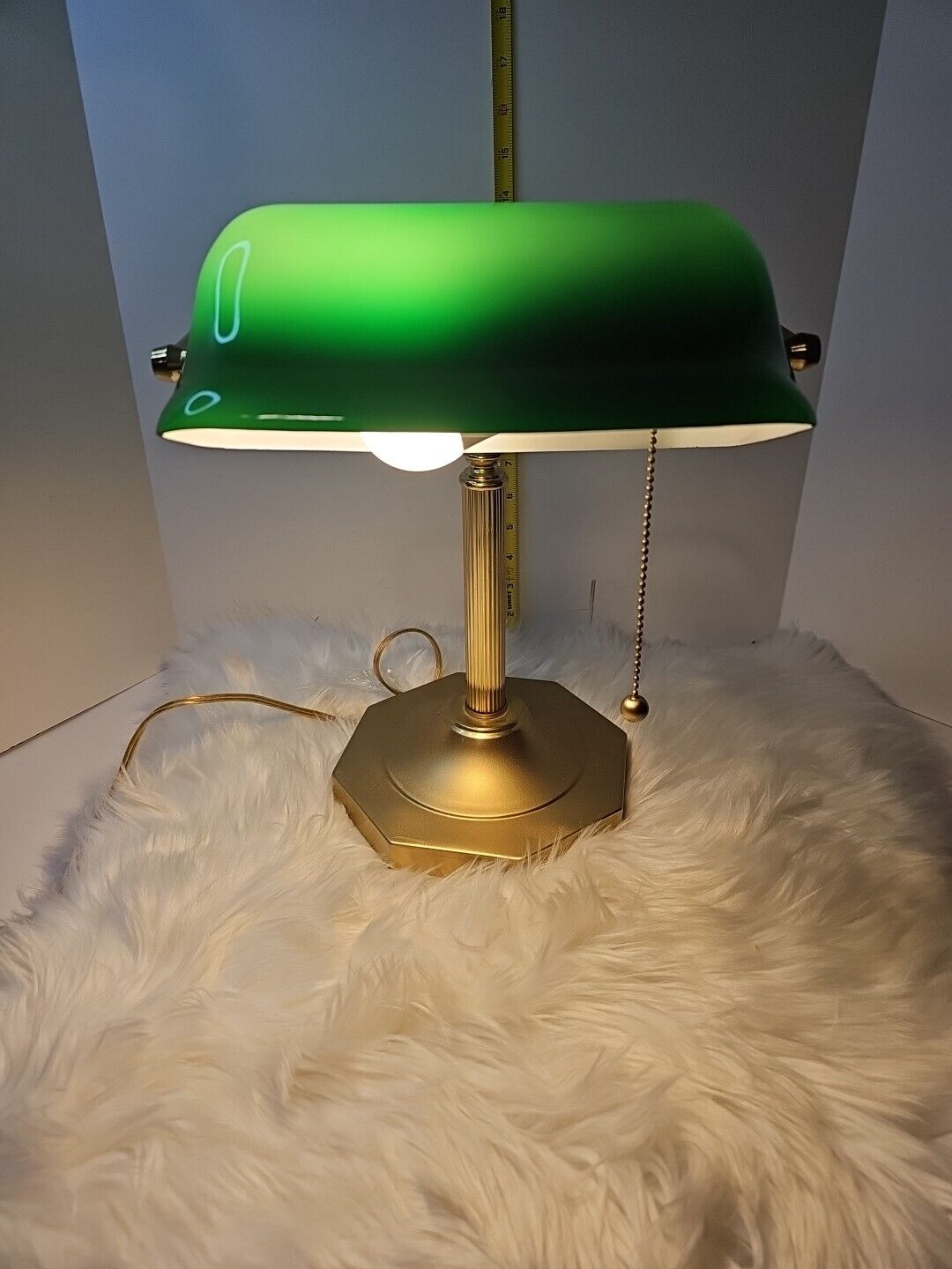 Vintage 1960\'s UL Desk Lamp Brass Green Shade Library Lamp Banker Light WORKING 
