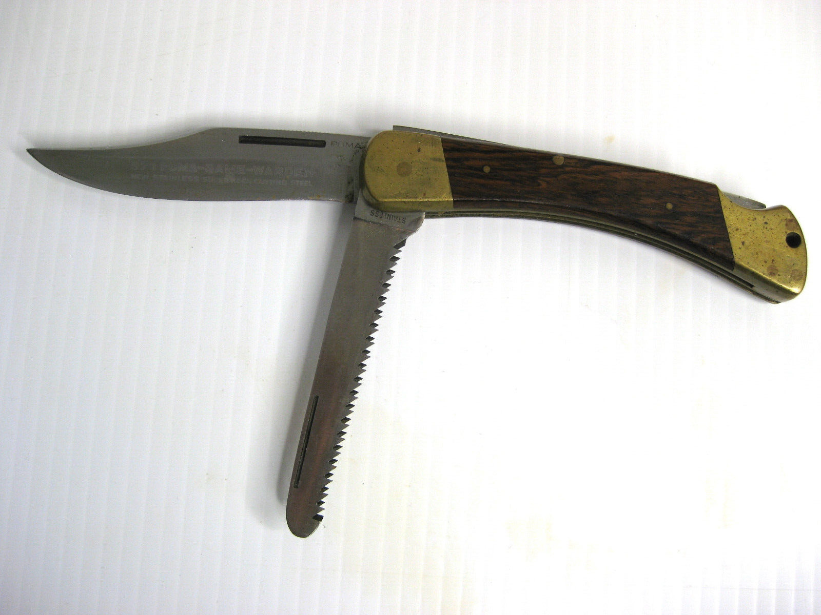 Vintage 1971 Puma Game Warden Knife  Blade + Saw Model 971 #63171 Jacaranda Wood