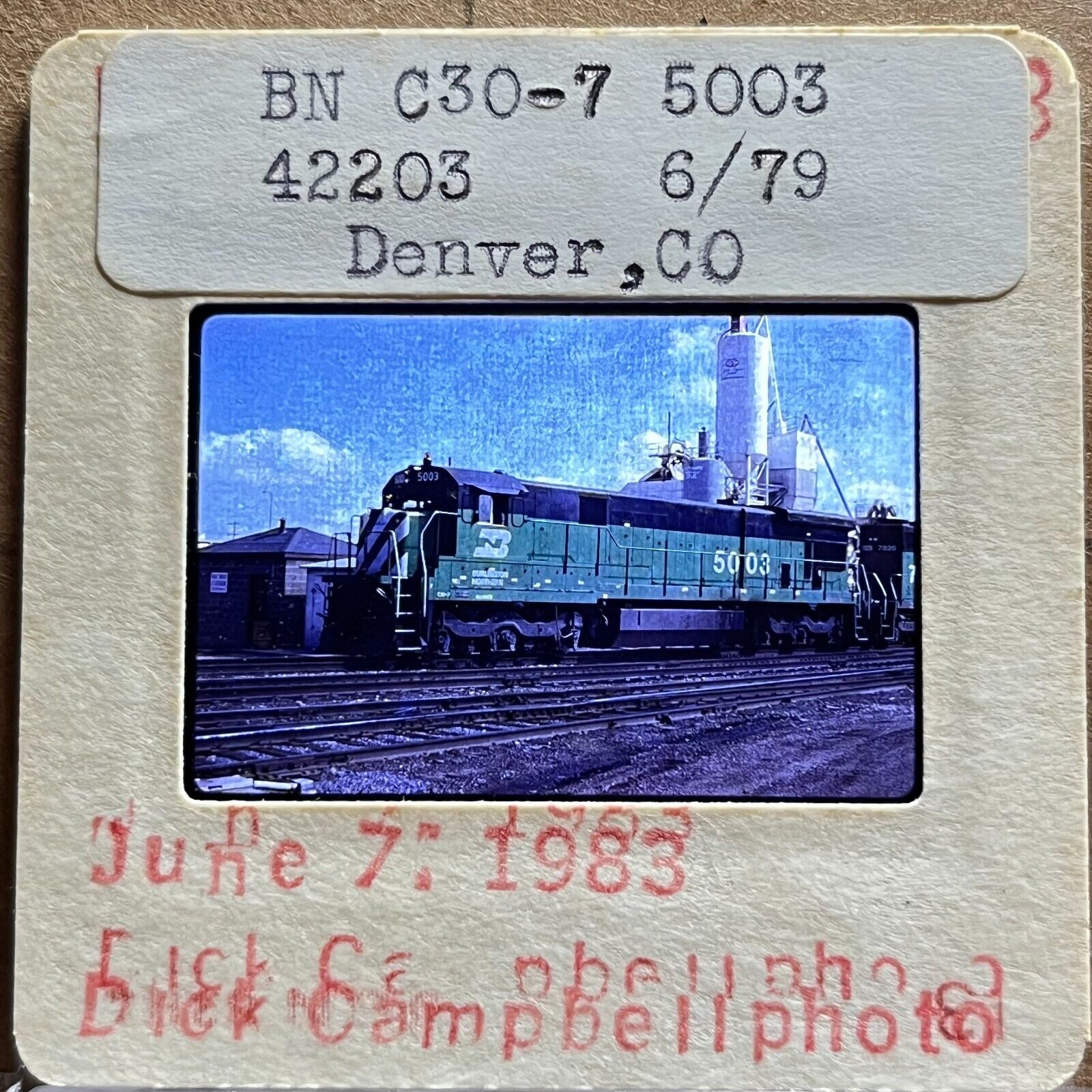 Original Railroad Slide BN C30-7 5003 at Denver, CO 1983 Dick Campbell Photo
