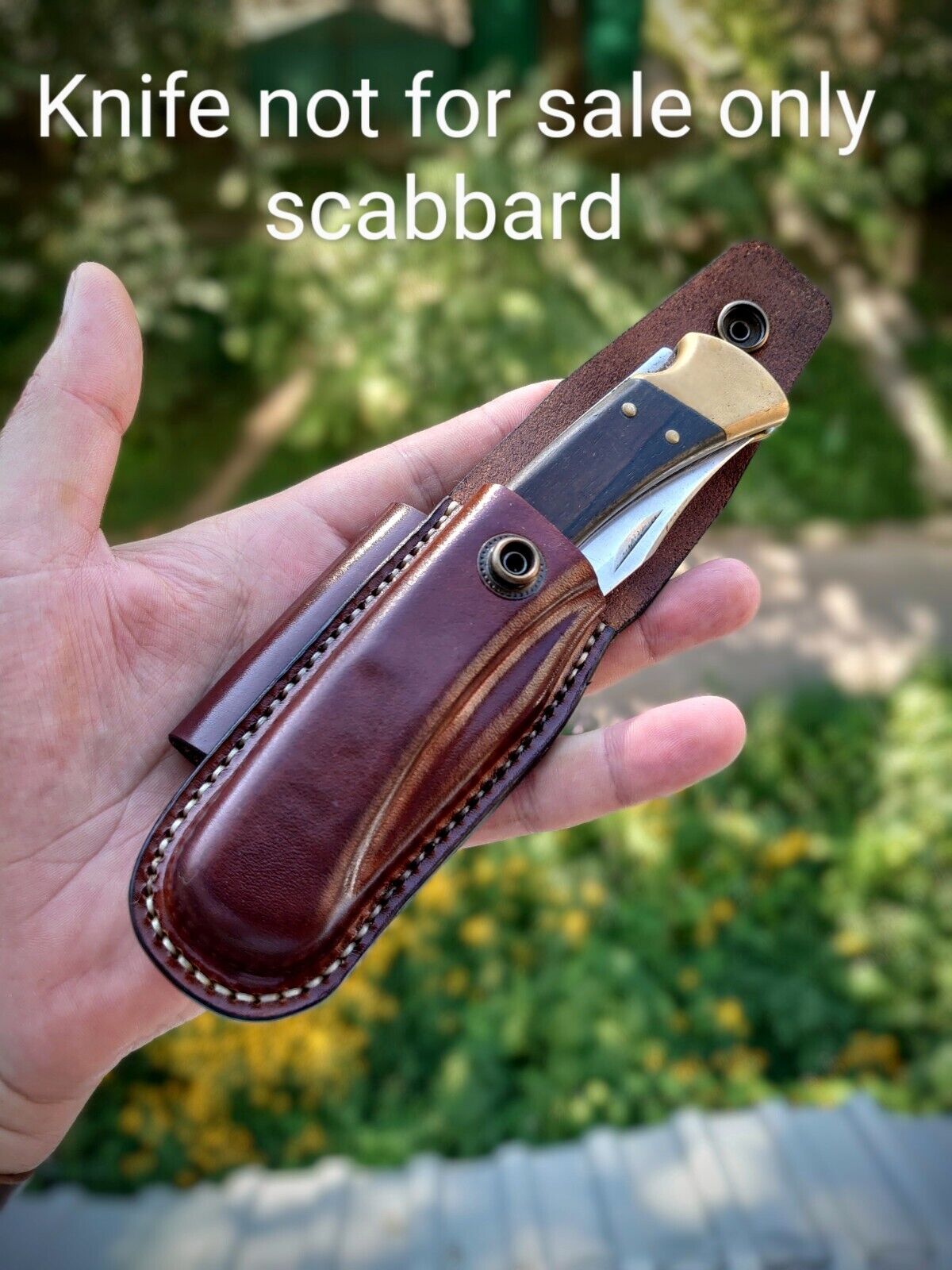 Horizontal scabard leather sheath for buck 110 Folding Hunter 