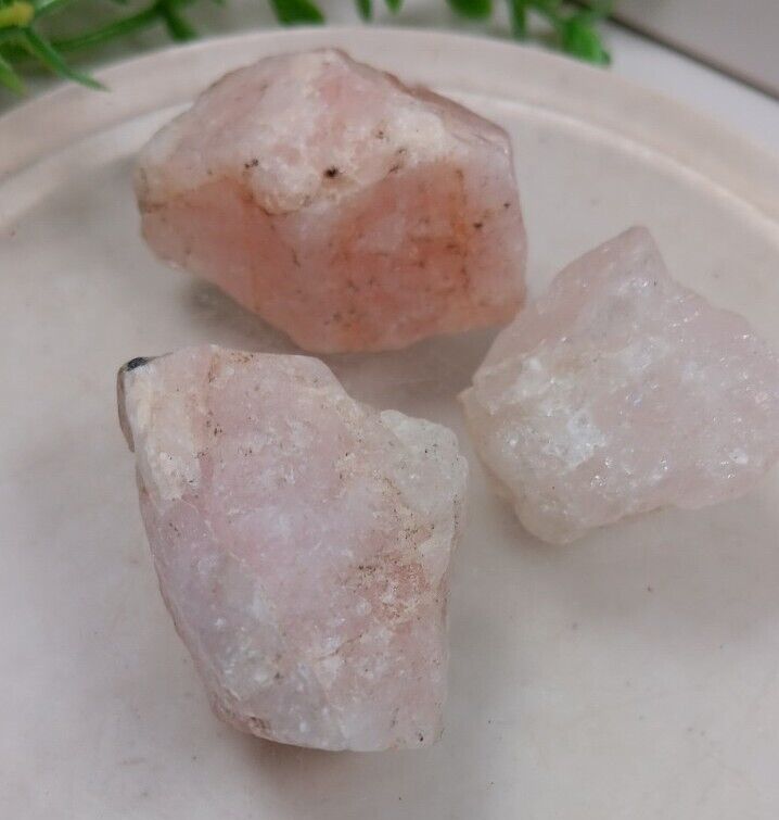 Lot Of 3 Morganite Rough Stone Crystal Gemstone Nigeria 74g Z5