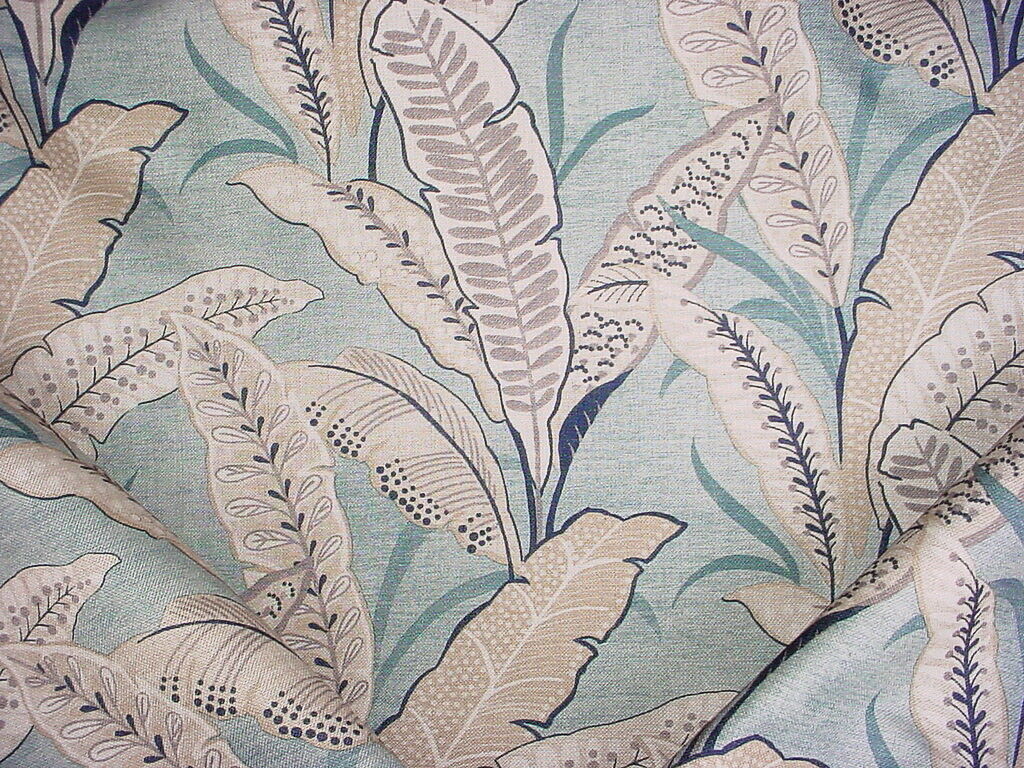 18-1/2Y REGAL FABRICS PRINTED FLORAL SAND BLUE GREY DRAPERY UPHOLSTERY FABRIC