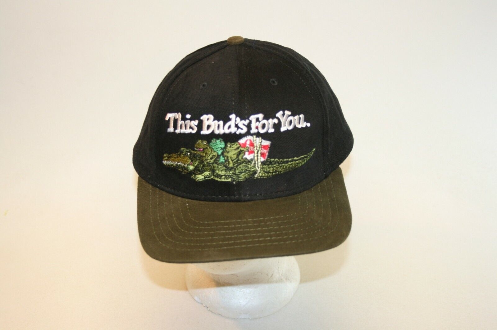 Vintage 1995 Budweiser Anheuser-Busch Frog Hat Embroidered Adjustable Snapback