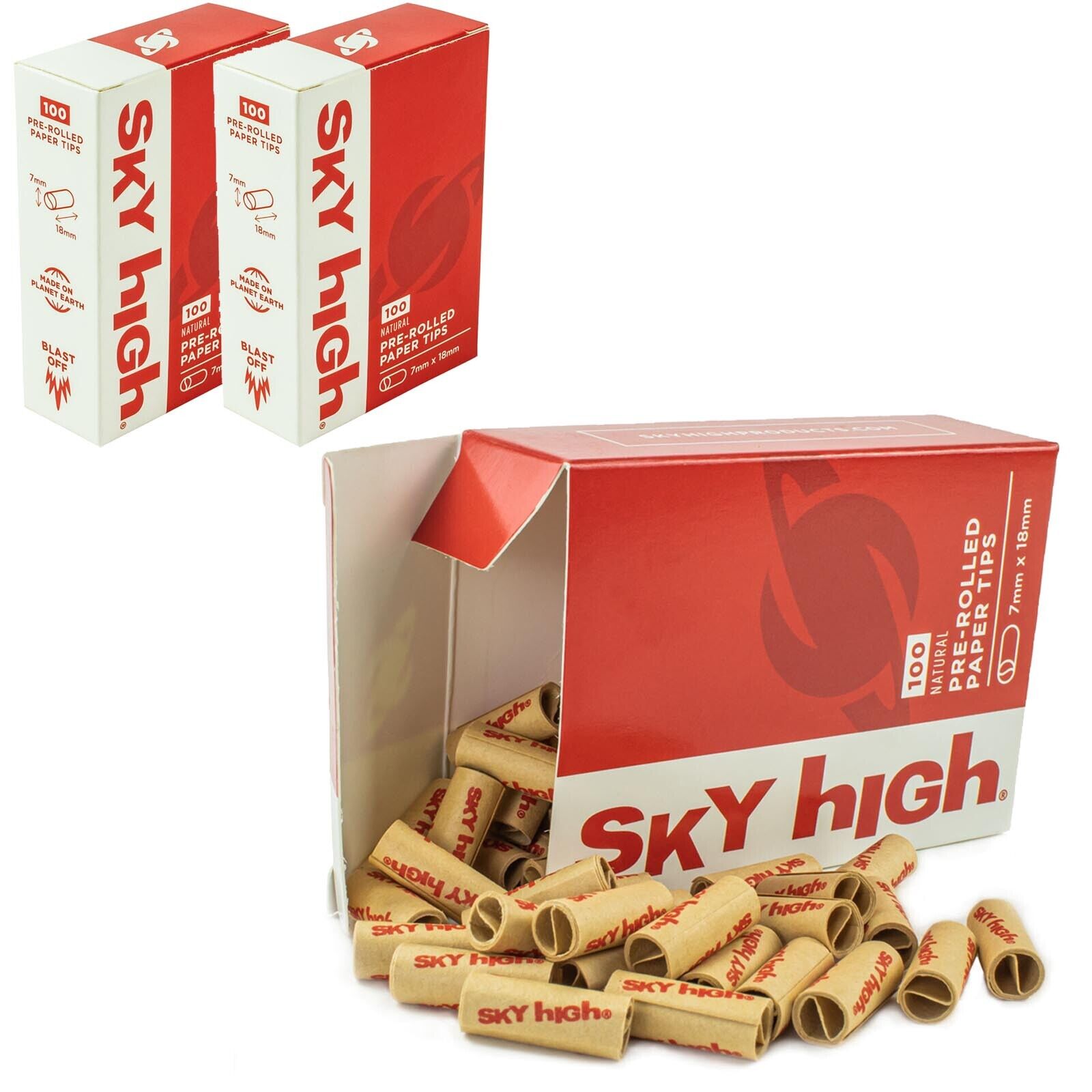 Sky High Pre-Rolled Paper Tips 7mm x 18mm - 300 Natural Cigarette Filter Tips