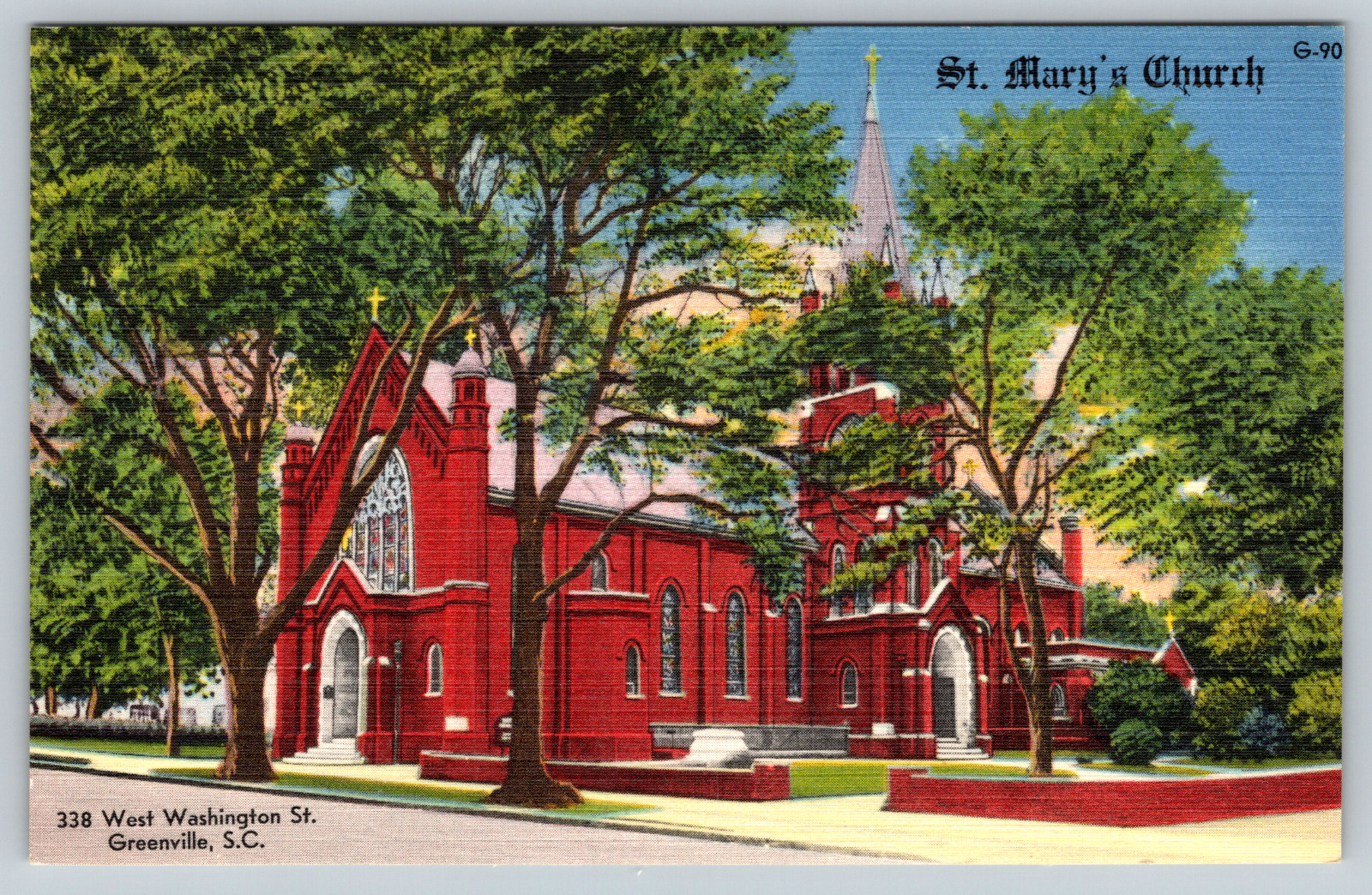 c1950s St. Mary\'s Church Greenville South Carolina SC Linen Vintage Postcard