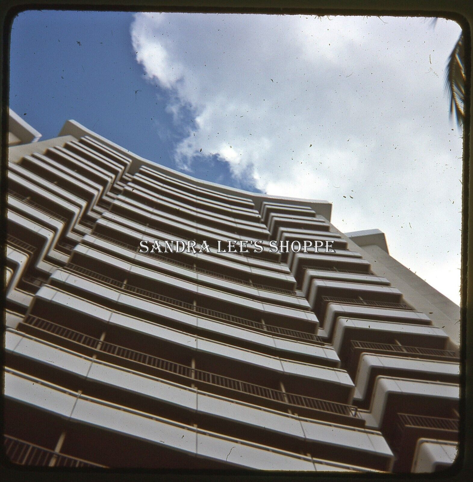 1978 Square Slide Looking Up At Sheraton Hotel Balconies Waikiki Hawaii #4281