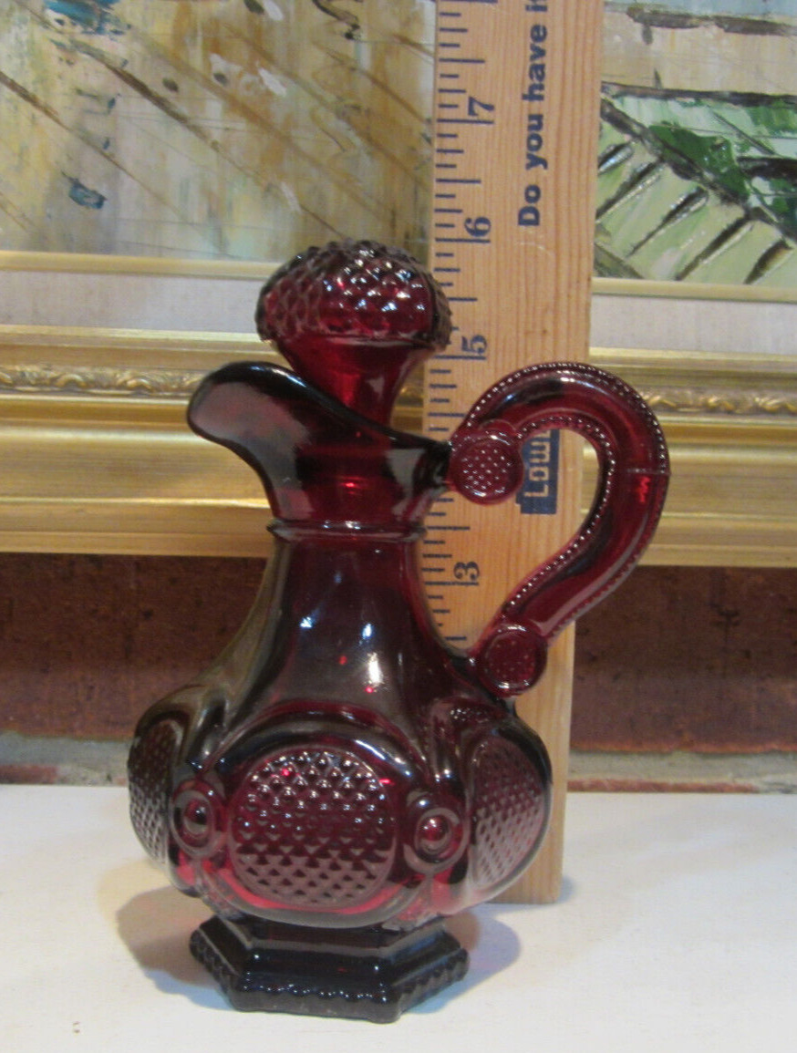 AVON 1876 Cape Cod Collection Ruby Red CRUET WITH STOPPER 5.5\