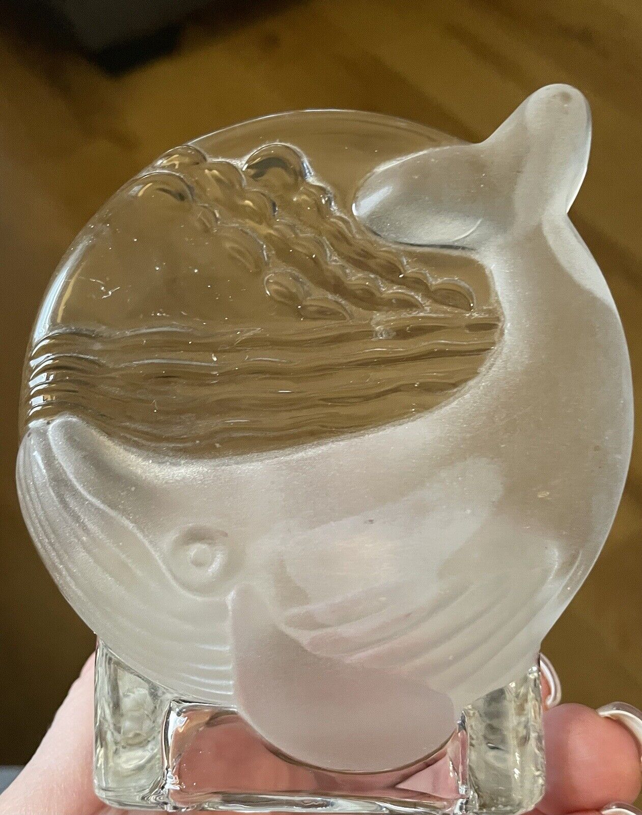 Whale Tealight Candle Holder Frosted Glass Retired Partylite