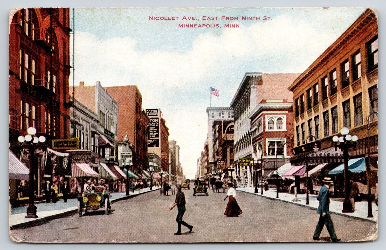 Minneapolis Minnesota~View Of Nicollet Ave East From Ninth Street~PM 1910~PC