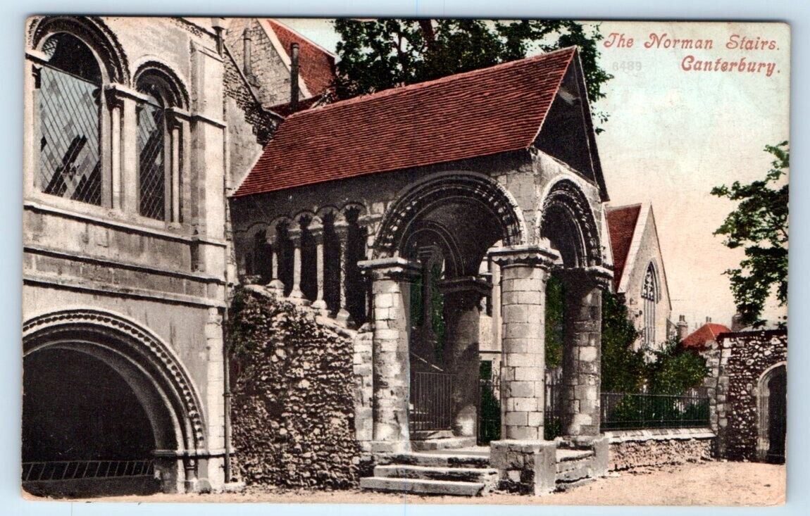 The Norman Stairs CANTERBURY UK 1912 Postcard