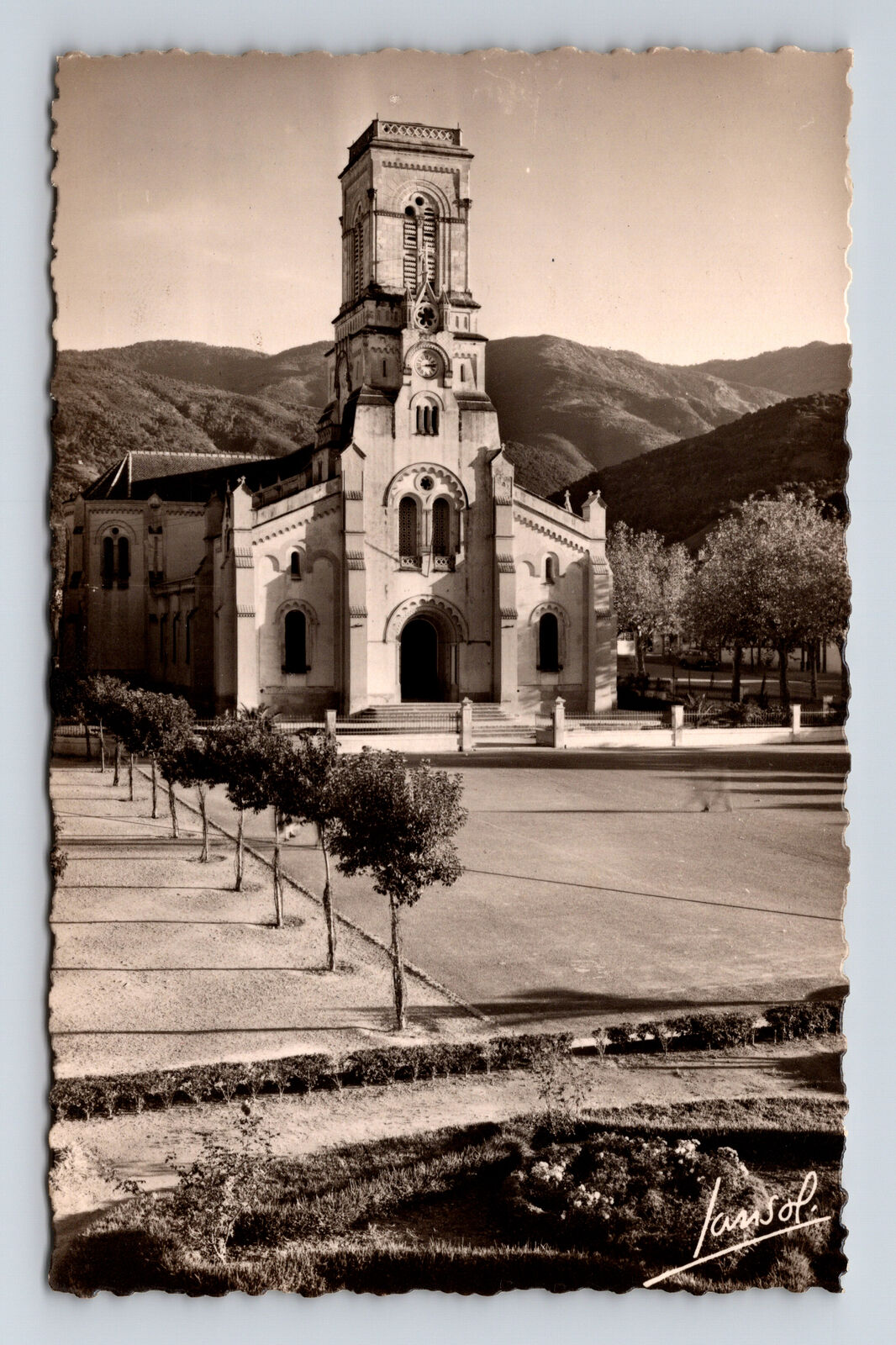 c1956 RPPC Catholic Church Eglise Blida Algeria JANSOL Postcard