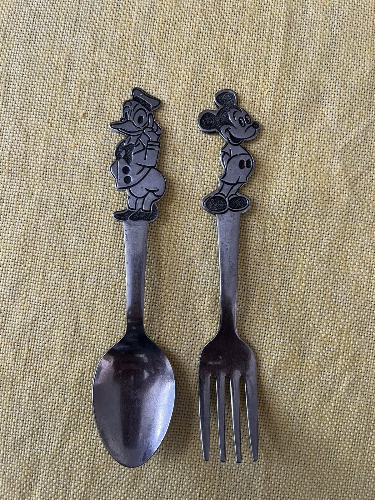 Walt Disney Stainless Child\'s Fork & Spoon By Bonny, Mickey Mouse & Donald Duck
