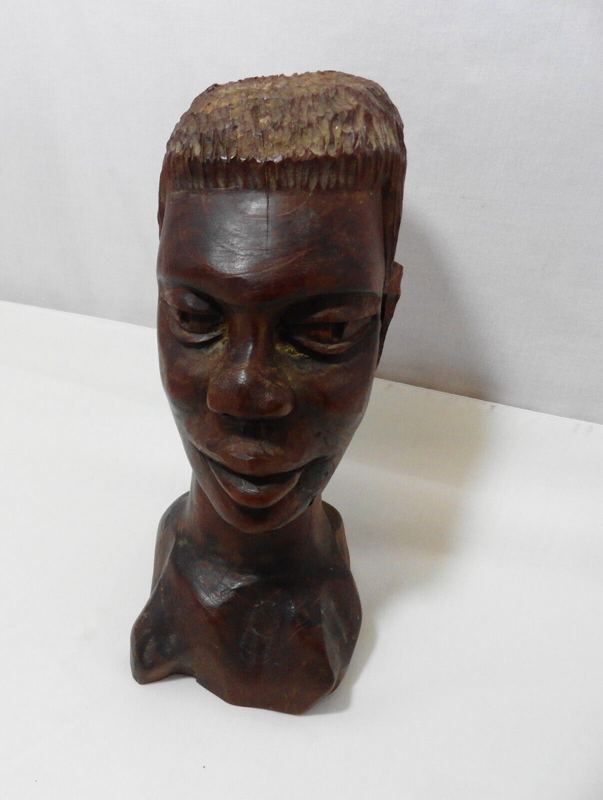 Vintage African Hand carved Man Head Bust  9 \