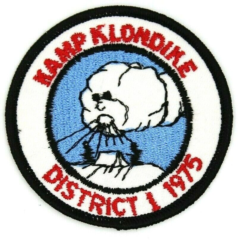 1975 Kamp Klondike District 1 Patch Boy Scouts BSA Winter Cloud