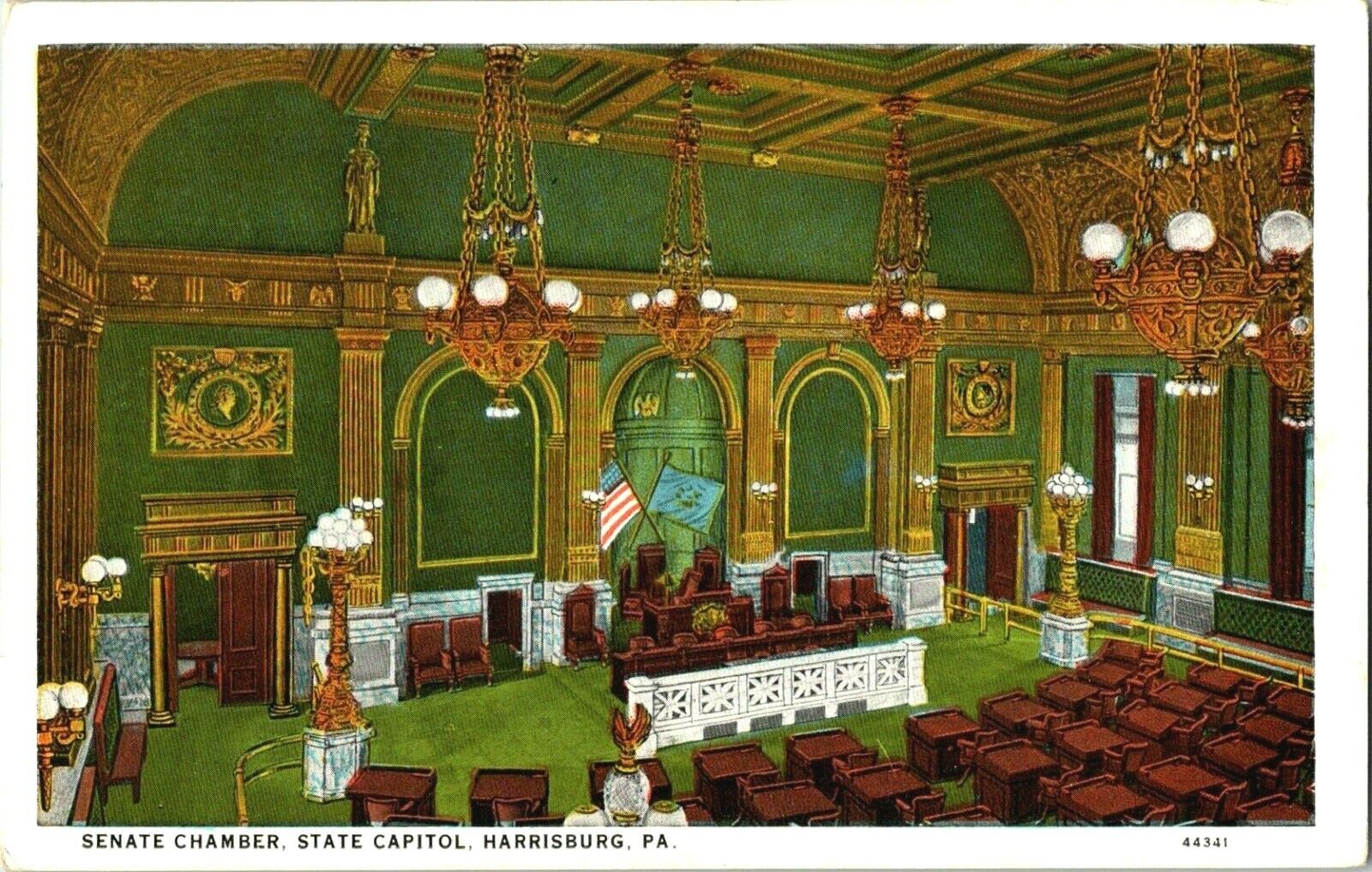Postcard 1932 Senate Chamber Harrisburg Pennsylvania A28