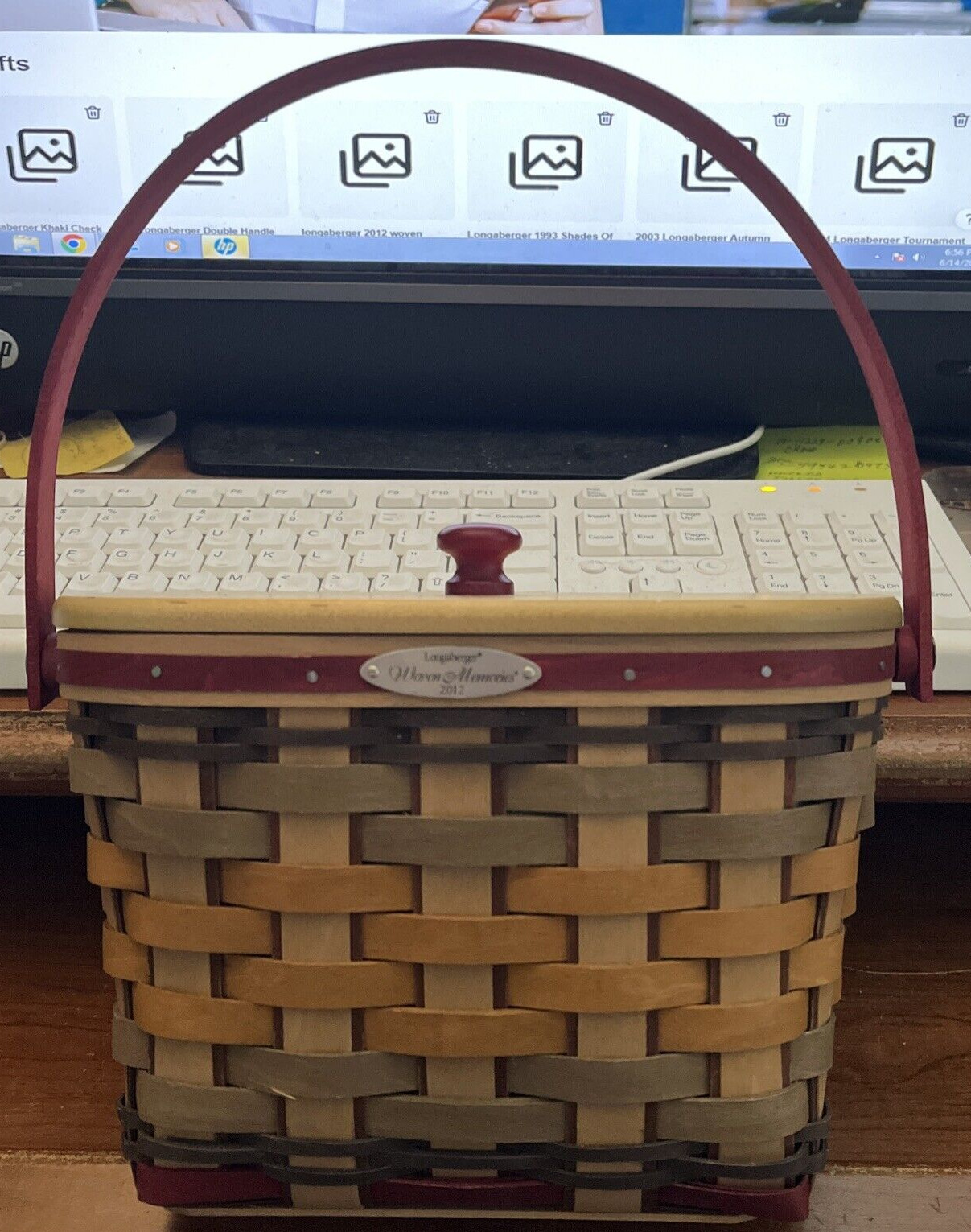longaberger 2012 woven memories basket combo with lid