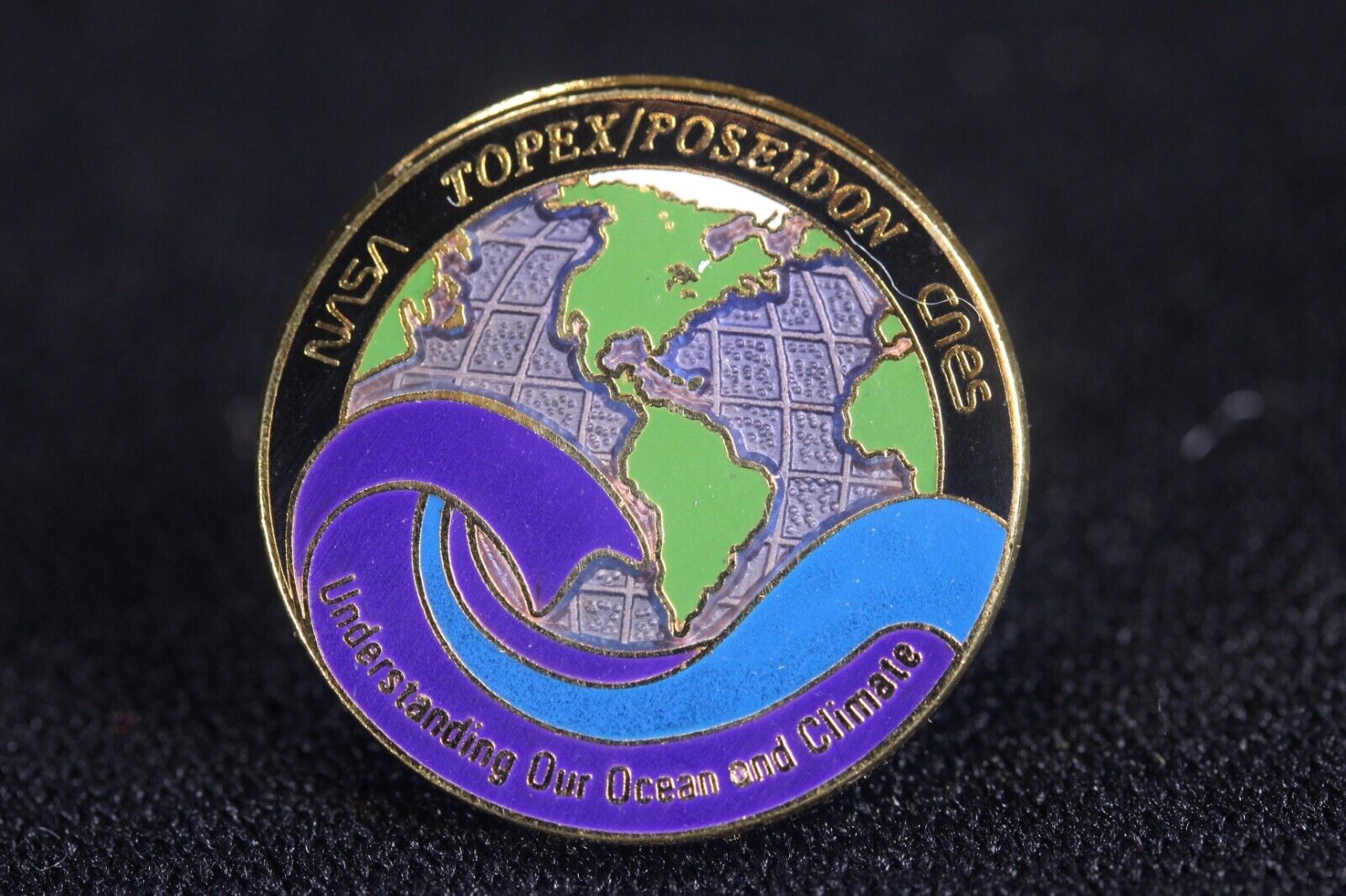 NASA Topex/Poseidon ONES Enameled Hat Or Lapel Pin Ocean Topography & Climate