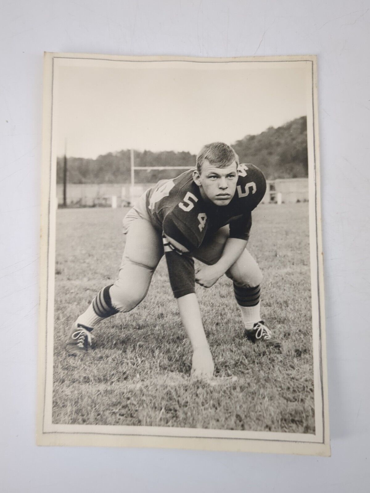 Vintage 1950s Found Photograph Original Portrait High School Football Player