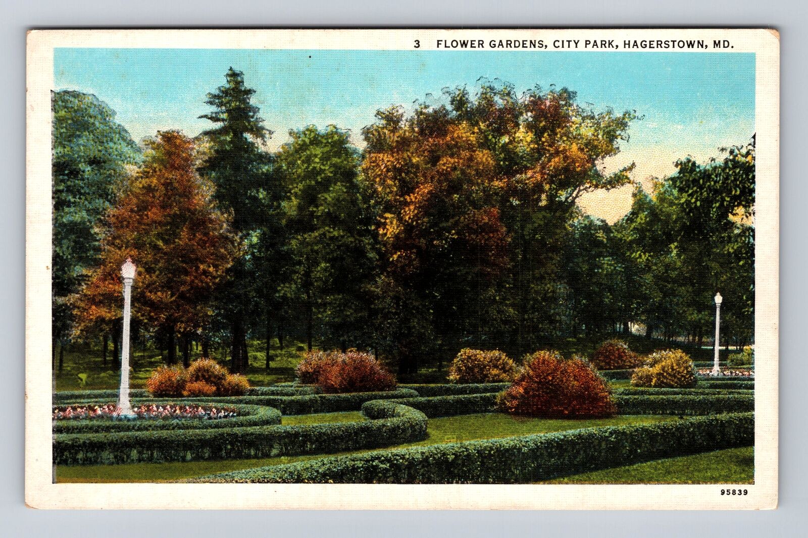 Hagerstown MD-Maryland, Flower Gardens, City Park, Antique, Vintage Postcard