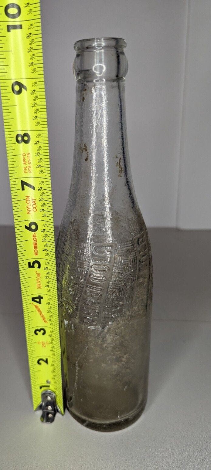 Antique pepsi cola bottle 1945 owens Illinois glass Duraglas