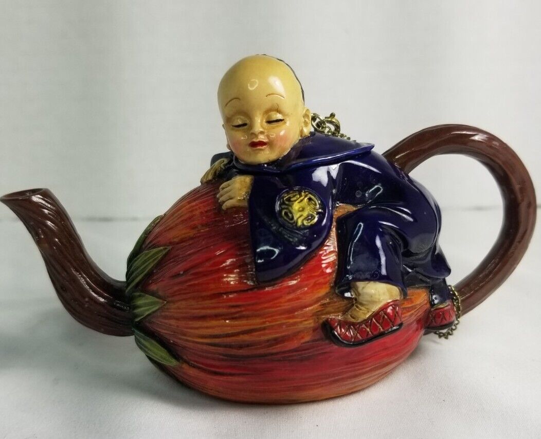 Sarna NINI China Doll Resin Trinket, Teapot #034, Hand Painted