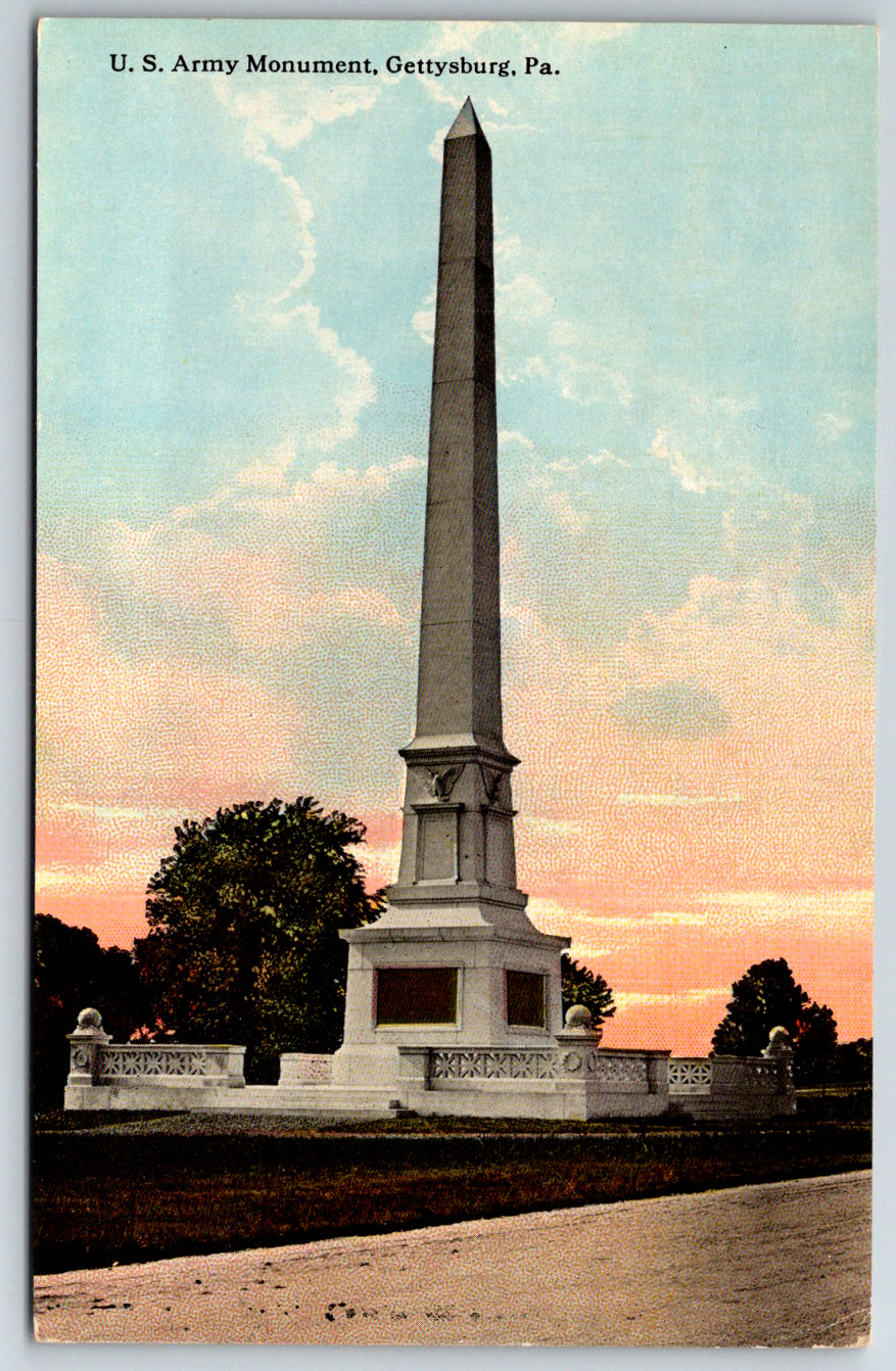 c1910s US Army Monument Gettysburg PA Antique Postcard