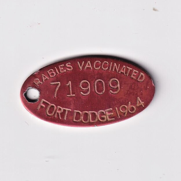 1964 FORT DODGE (IOWA) RABIES VACCINATED DOG TAG #71909