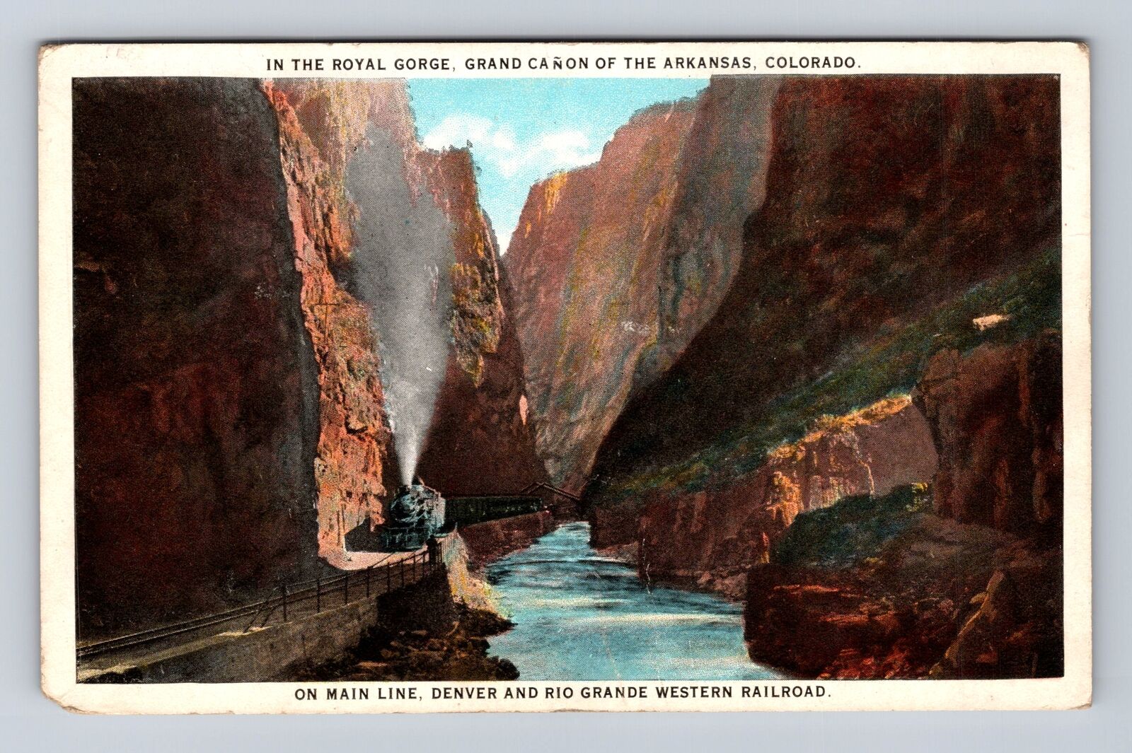 CO- Colorado, Royal Gorge, Grand Canon Of The Arkansas, Antique Vintage Postcard