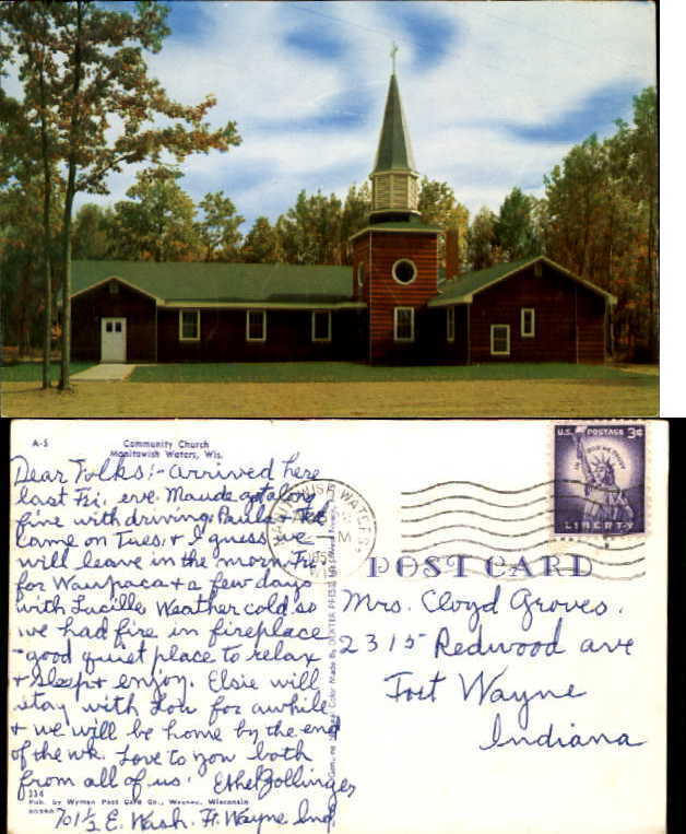 Manitowish Waters Wisconsin Community Church mailed 1959
