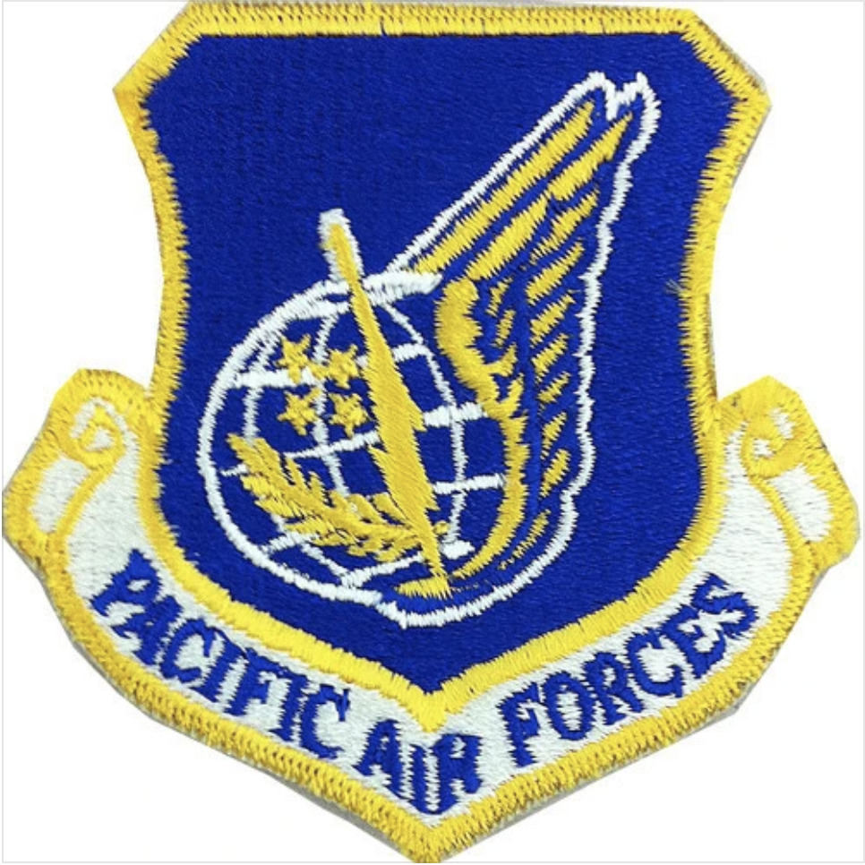 GENUINE U.S. AIR FORCE PATCH: PACIFIC AIR FORCES - COLOR WITH HOOK CLOSURE