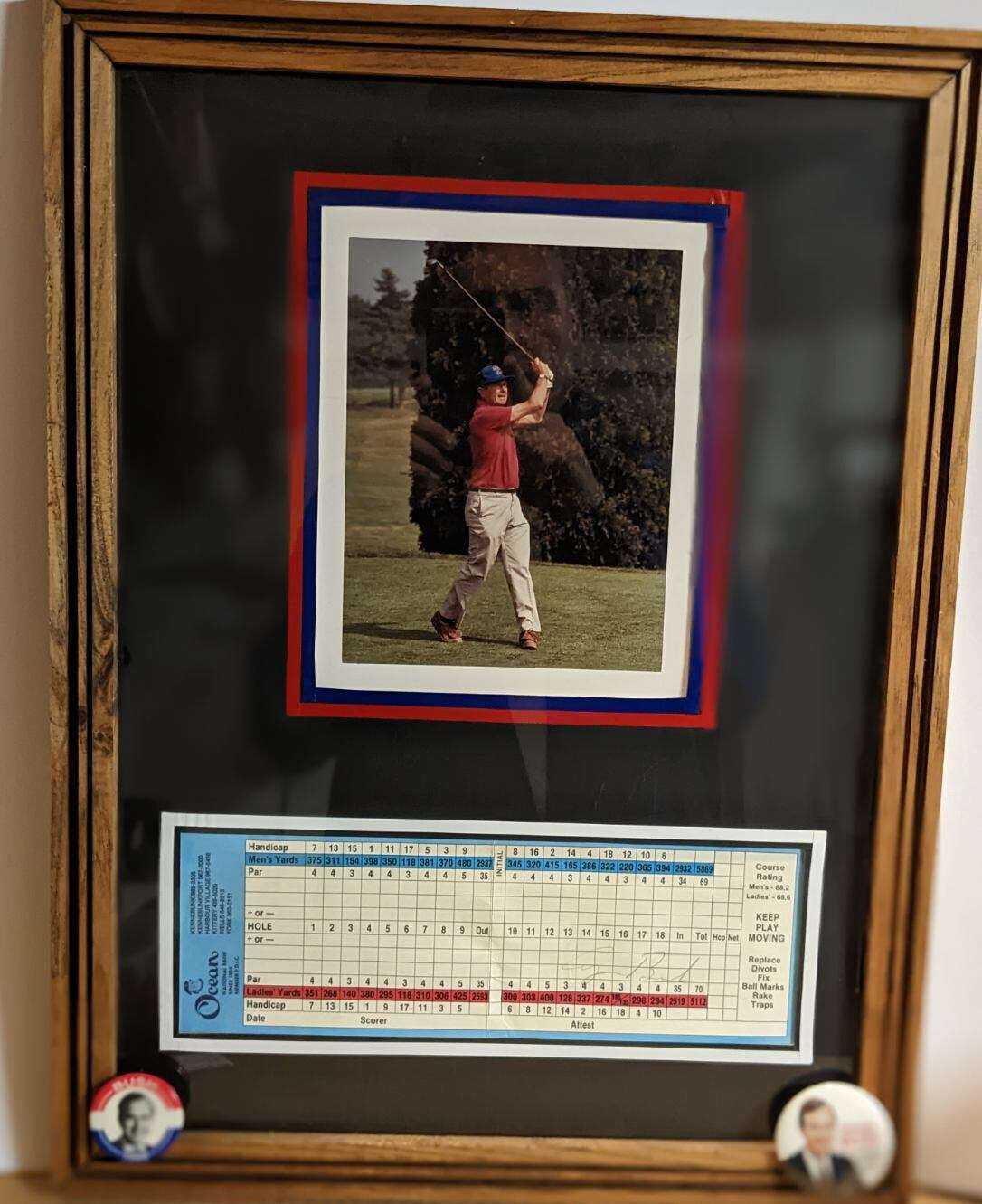 41st President George H.W. Bush Cape Arundel Golf Club Signature OOAK Rare Frame